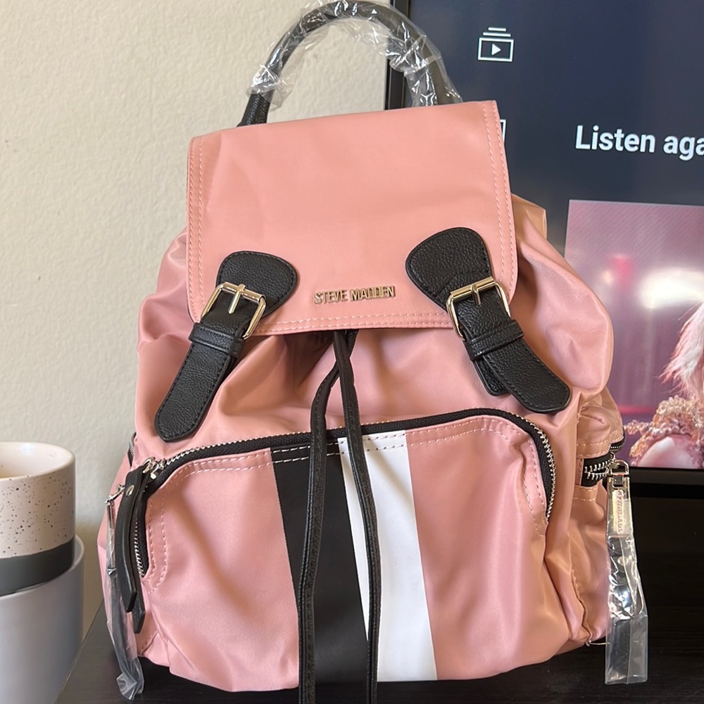 NWT Steve Madden Nylon backpack (blush with STRIPES)
